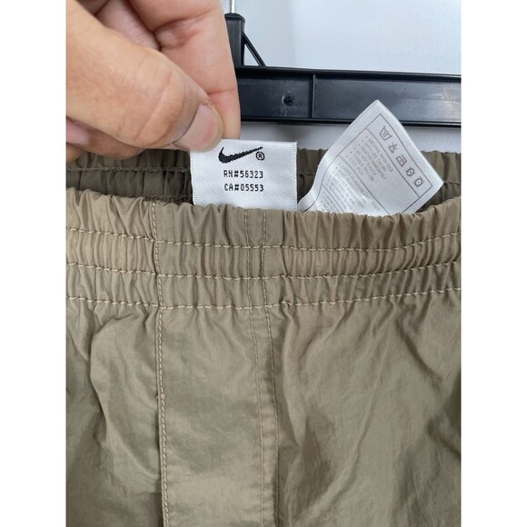 VTG 90s Nike Center Swoosh Spell Out Thigh Logo Nylon Khaki Cargo Pocket Shorts - Picture 8 of 12